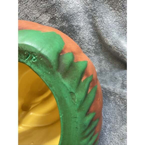 Halloween Vintage 1978 Pumpkin With Hat Ceramic, Hand Painted, Scarecrow Pumpkin - Picture 9 of 9